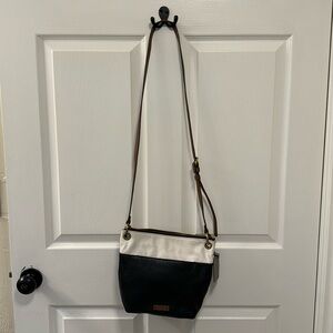 Black & White Fossil Leather Crossbody Purse